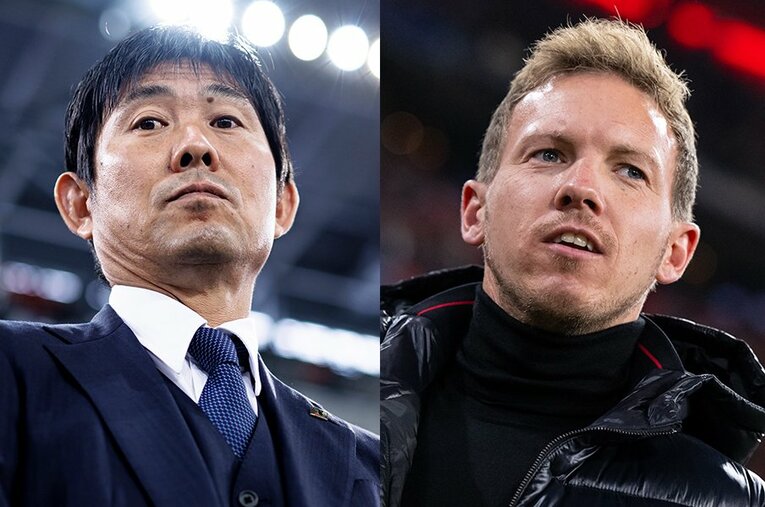 森保一監督とナーゲルスマン監督。選手交代策1つをとっても指揮官の仕事は重要となる ／ photograph by Kiichi Matsumoto/Getty Images