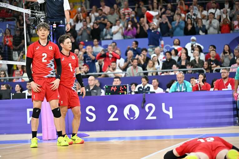 小野寺太志、西田有志、高橋藍（パリ五輪 ドイツ戦）©︎Kaoru Watanabe/JMPA