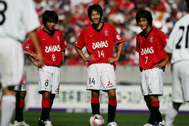 浦和ユース時代の山田直輝、原口元気、高橋峻希。2008年高円宮杯全日本ユース選手権決勝で、名古屋U-18を9-1で下した（2008年10月）©︎YUTAKA/AFLO SPORT