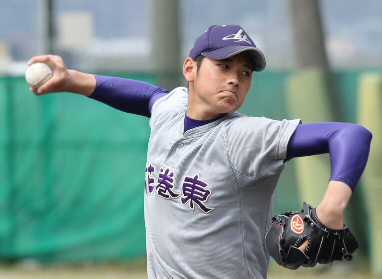 花巻東高時代の大谷　©JIJI PRESS