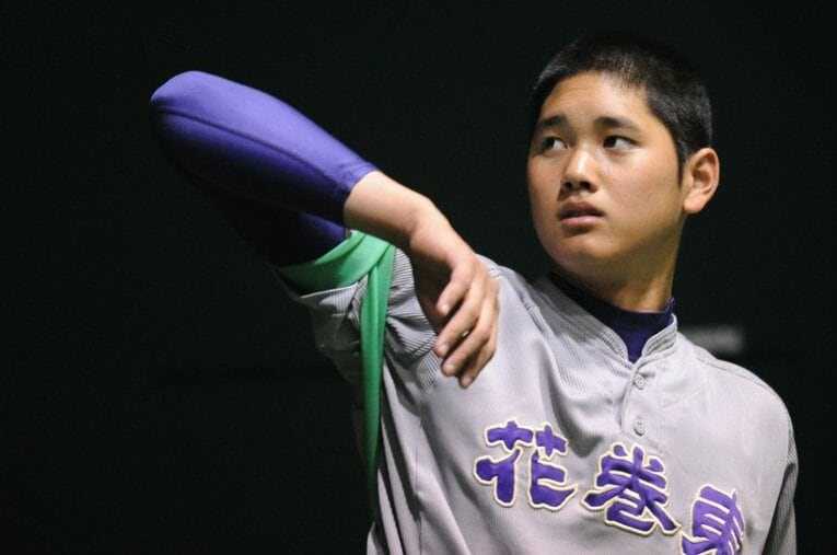 花巻東時代の大谷翔平。高3の時には最速160キロも計測した ／ photograph by SPORTS NIPPON / JIJI PRESS