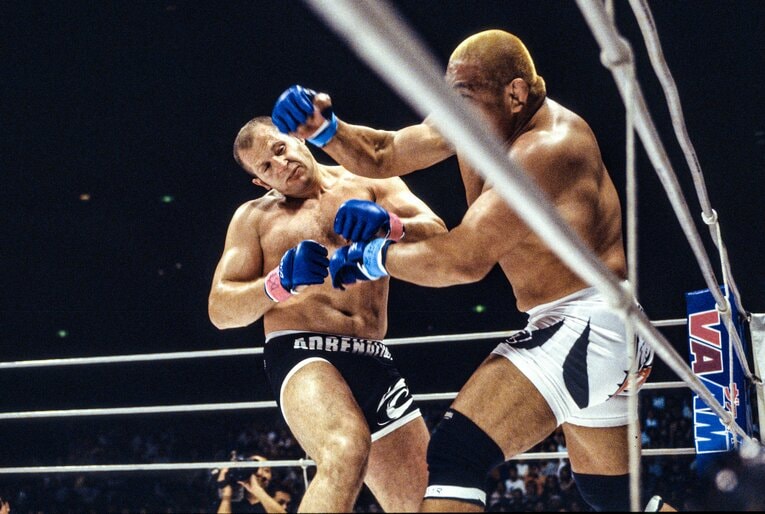 「PRIDE.26 REBORN」で対戦した藤田和之の右フックを被弾、グラつくヒョードル