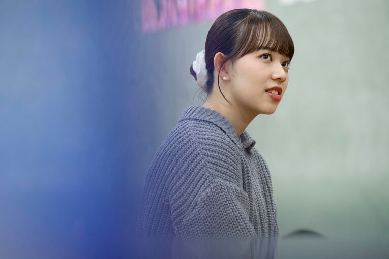 青学大3年生で、Tリーグでもプレーするカットマン・小林りんご【スワイプするとそのほかの写真もご覧になれます】　©Hirofumi Kamaya