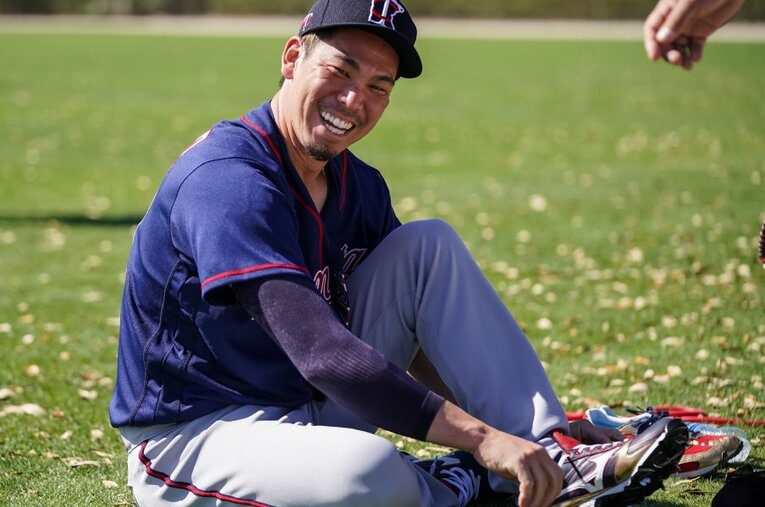 リラックスした表情でキャンプに臨む前田。監督からの信頼も厚い ／ photograph by Getty Images