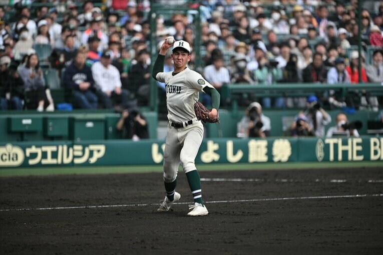 プロ注目右腕の今朝丸だったが7回途中3失点で降板　©Hideki Sugiyama