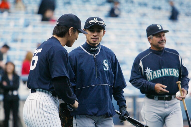 松井とイチロー。2003年、アメリカで初対面　©Getty Images