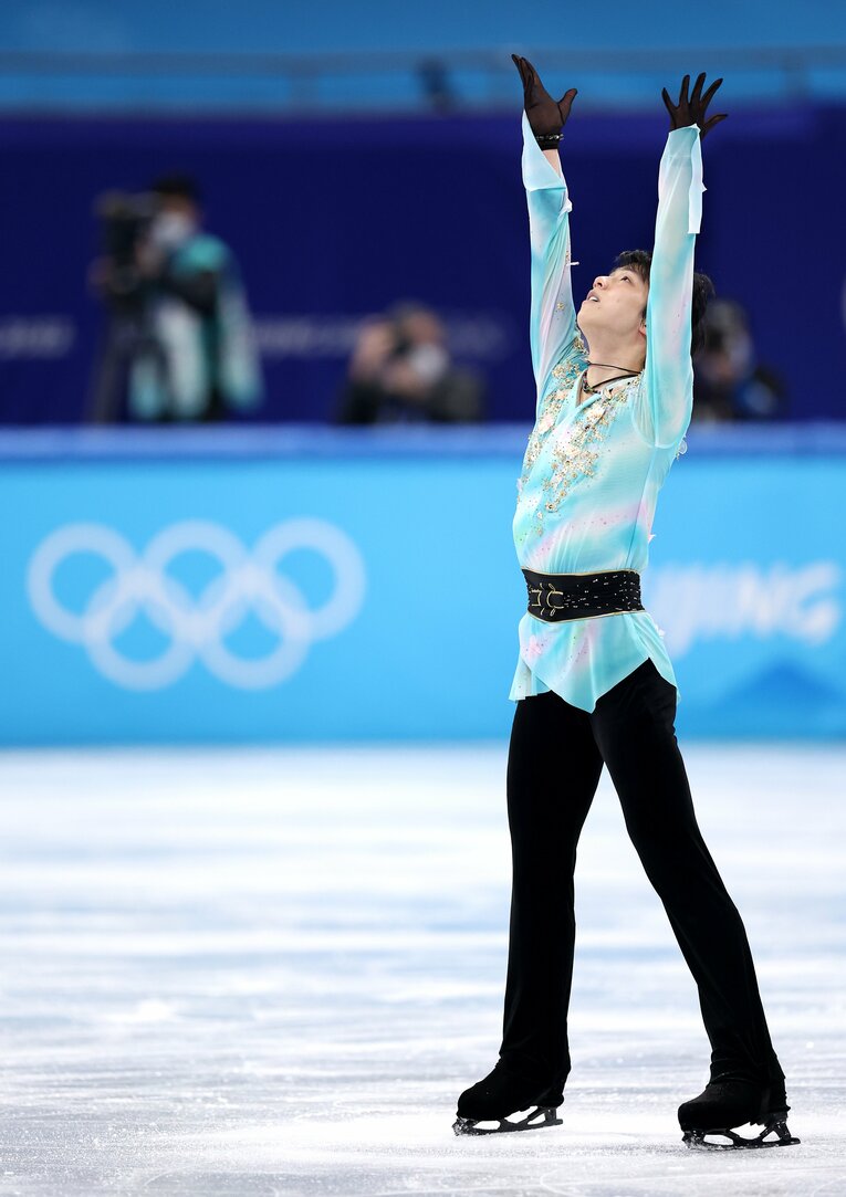 北京五輪フリーでの羽生結弦　©Getty Images