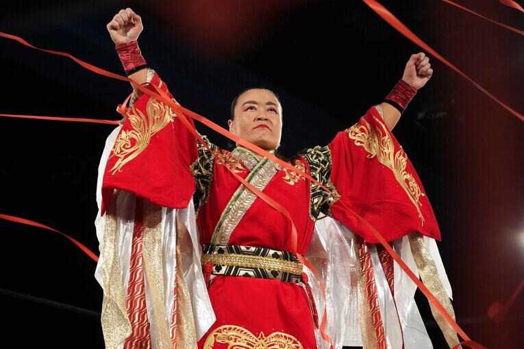 入場する里村明衣子。4月3日、新宿FACE　©Essei Hara