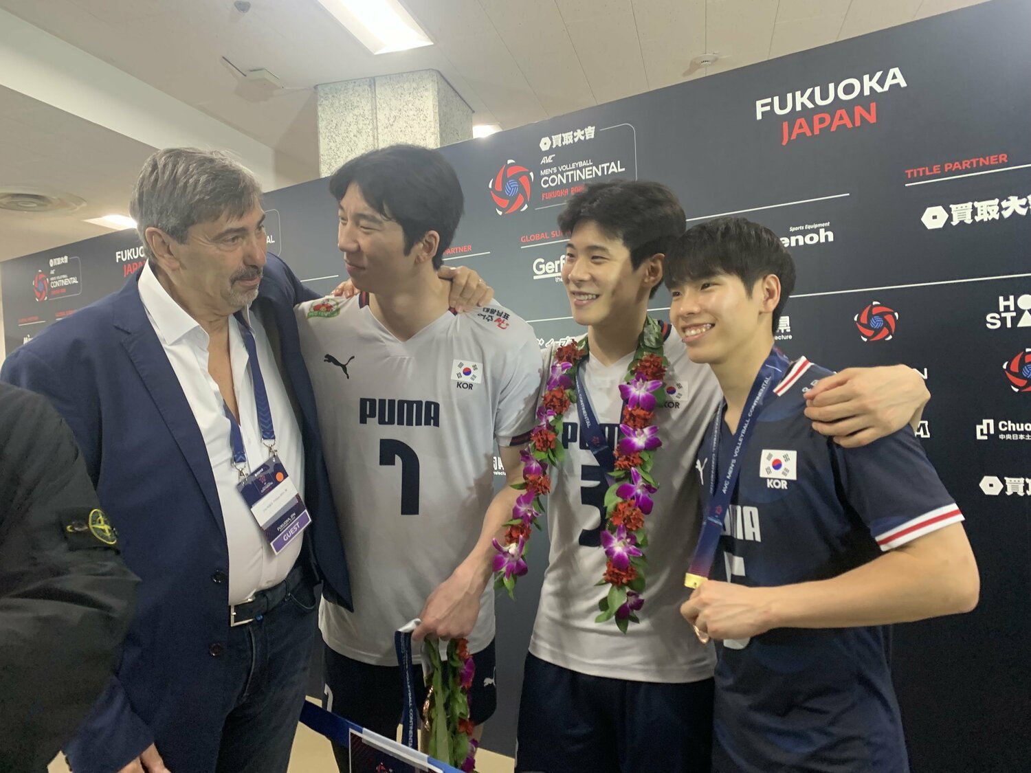 ブランが率いる天安現代キャピタル・スカイウォーカーズに所属する韓国代表の選手たちと (筆者撮影)