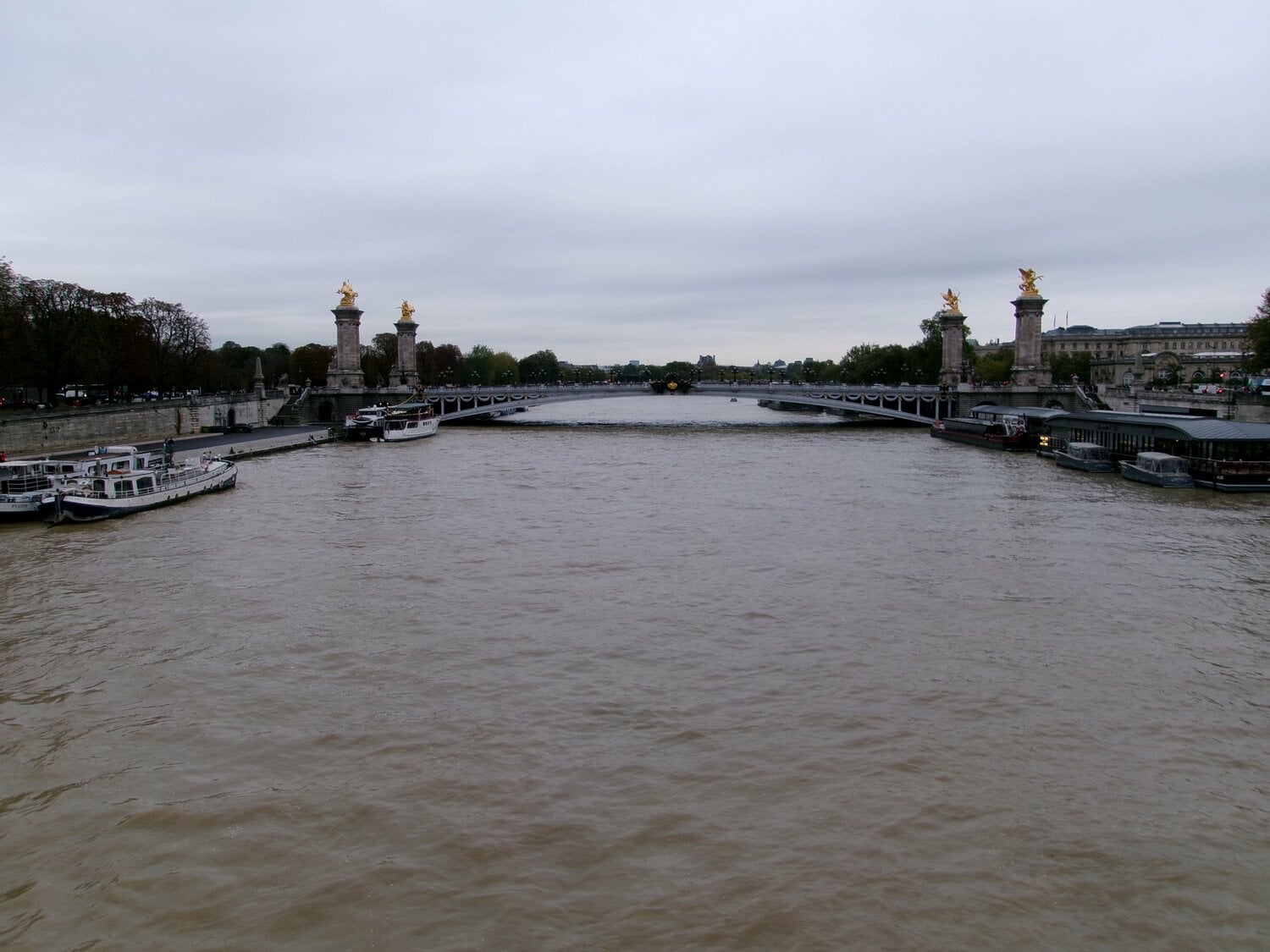 アレクサンドル3世橋を見る。やっぱりなんだかばっちいセーヌ川 ©Yuji Hirooka