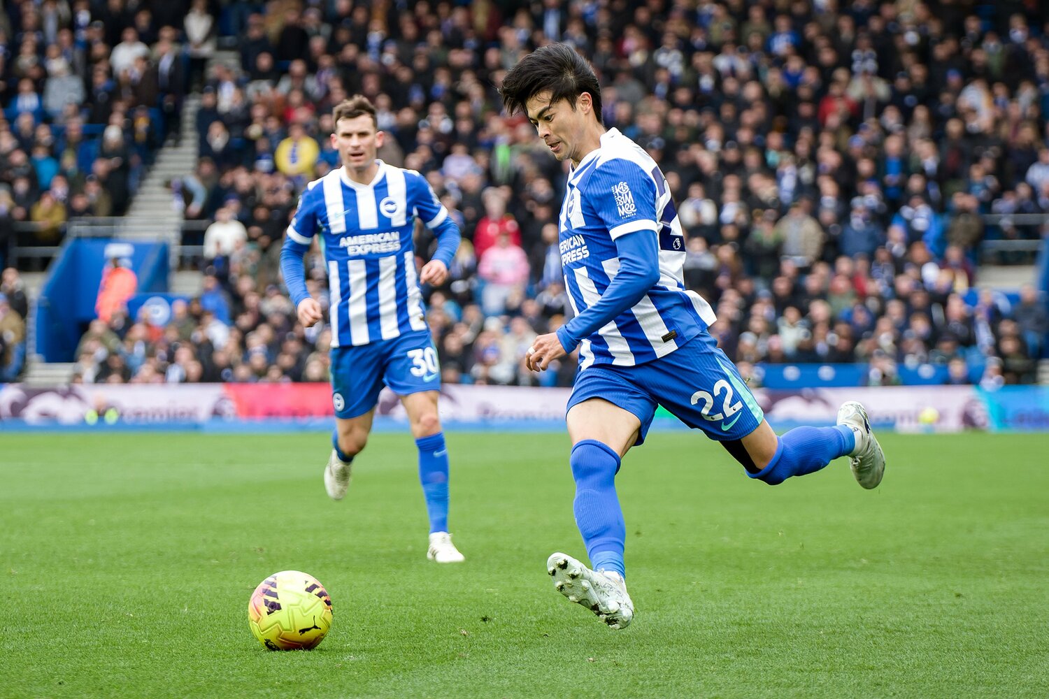 3月1日のノッティンガム・フォレスト戦。三笘の左足クロスボールから勝ち越しゴールが生まれた ©Getty Images