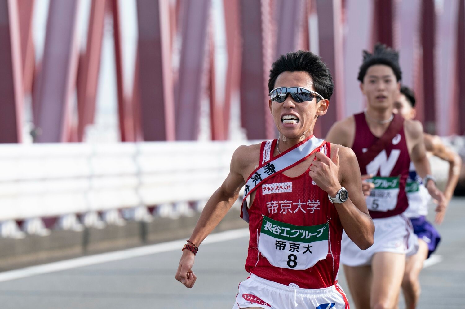 全日本で力走する帝京大・楠岡が前頭七枚目　©Tadashi Hosoda