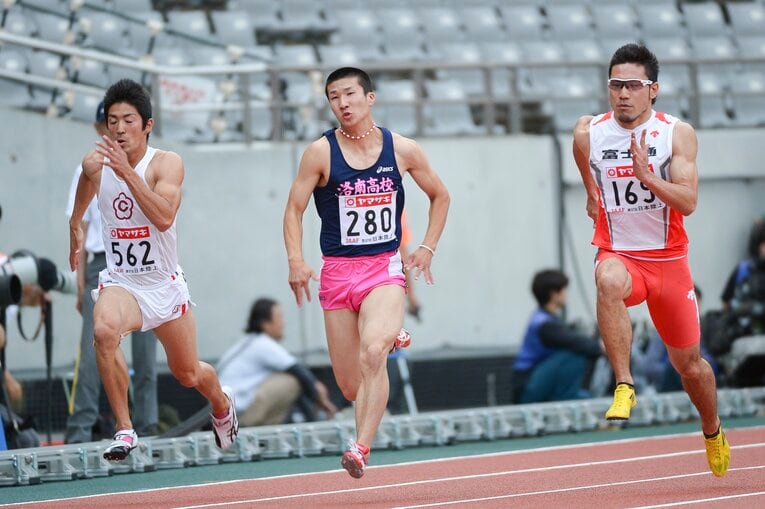高校時代に日本選手権に出場した桐生（2013年）　(C)Asami Enomoto