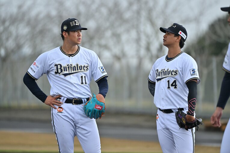 ブレーク２年目となる今春のキャンプで練習に取り組む山下　©Hideki Sugiyama