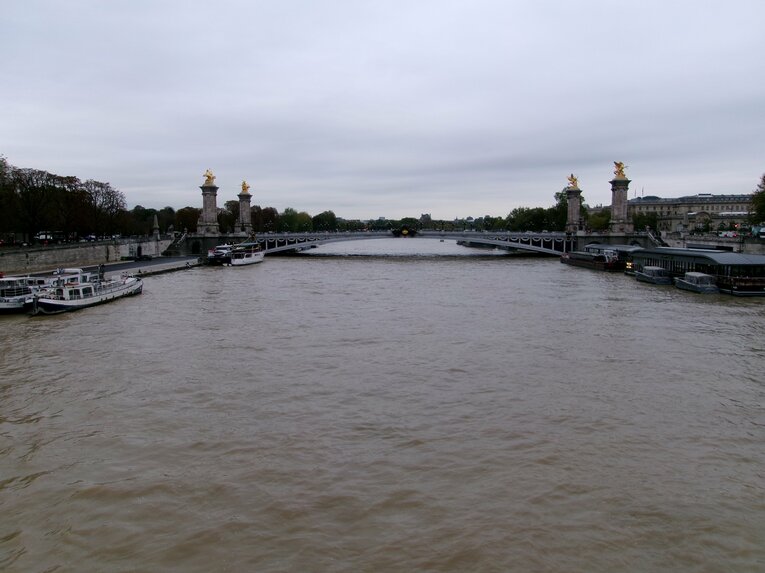 アレクサンドル3世橋を見る。やっぱりなんだかばっちいセーヌ川　©Yuji Hirooka