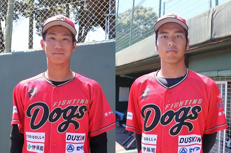 独立リーグ高知の濱将乃介と宮森智志 ／ photograph by Kou Hiroo