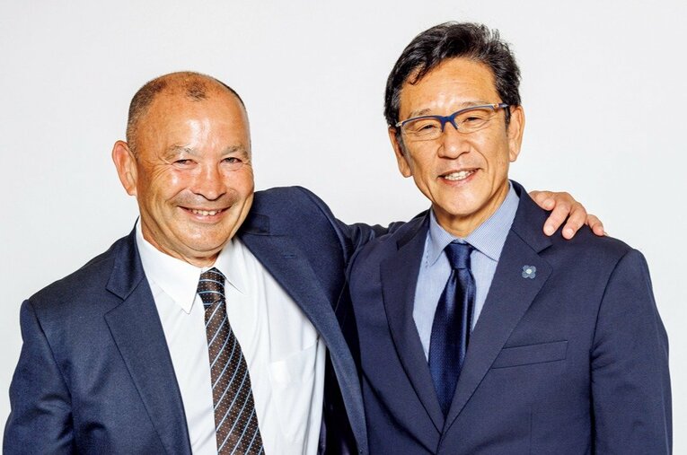 ラグビー日本代表HCエディー・ジョーンズとWBC優勝監督・栗山英樹の初対談が実現し、大いに盛り上がった ／ photograph by Kiichi Matsumoto