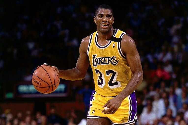 1980年代のレイカーズ黄金期を支え、NBA史上最高のポイントガードと称されるマジック・ジョンソン　©Getty Images