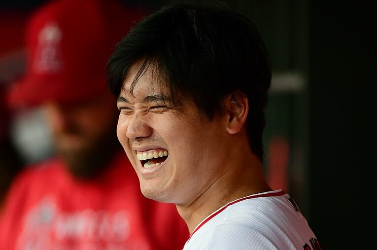 まさに破顔一笑の大谷翔平 ／ photograph by Getty Images