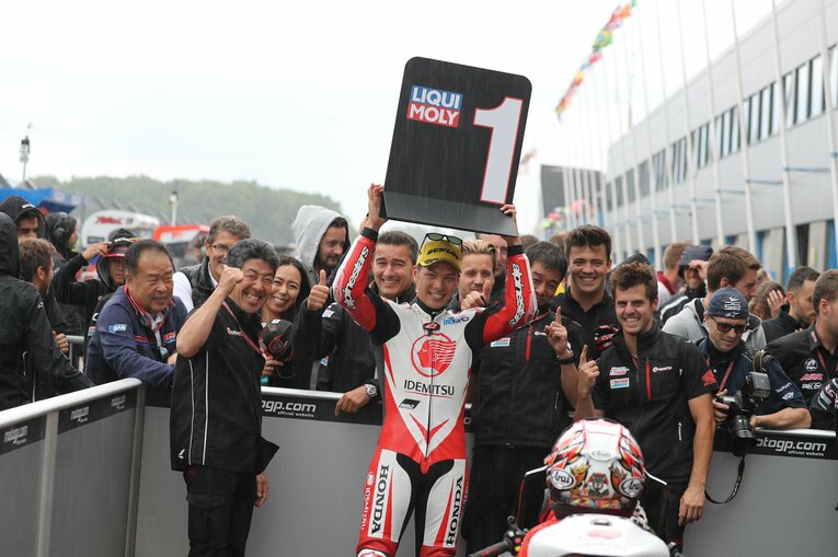 2016年のオランダGPでMoto2初勝利を上げた中上　©Satoshi Endo