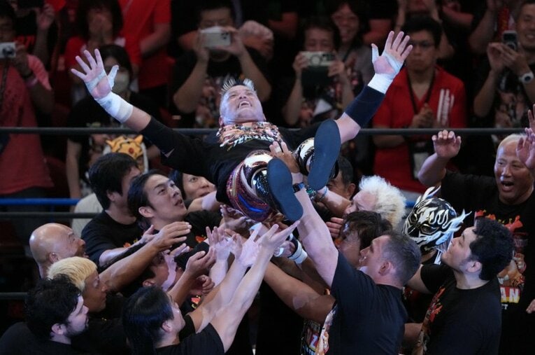 35年間のレスラー生活に終止符を打ち引退した新日本プロレスの猛牛・天山広吉。8月15日、両国国技館 ／ photograph by Essei Hara