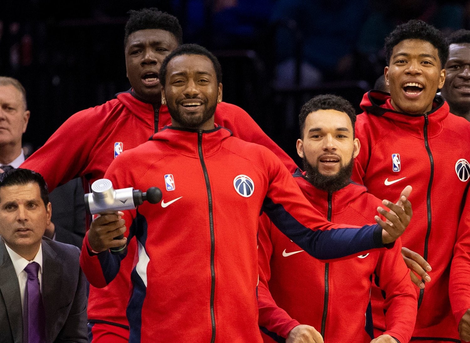 ジョン・ウォール（手前）とのプレーを楽しみにしていたという八村　©︎Getty Images