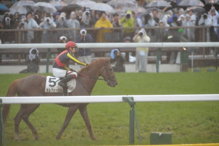 オルフェーヴルをねぎらう池添謙一　©Naoya Sanuki