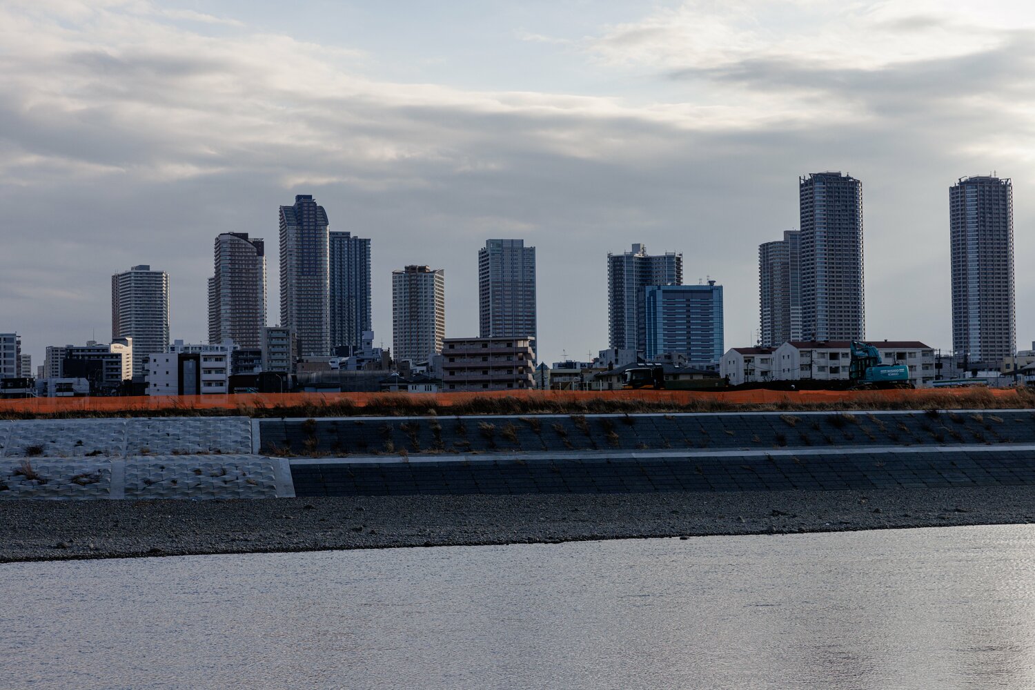 多摩川を挟んで武蔵小杉の街が見えた