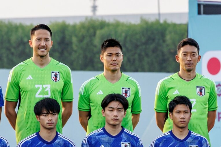 カタールW杯日本代表のGK陣（左からシュミット・ダニエル、川島永嗣、権田修一）。11月23日のドイツ戦で起用されるのはどの選手なのか ／ photograph by Kiichi Matsumoto/JMPA