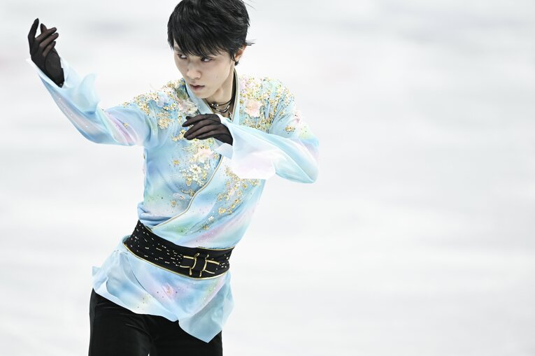 北京五輪フリーの演技。羽生は今回コーチなしで挑むことを選んでいた　©Asami Enomoto/JMPA