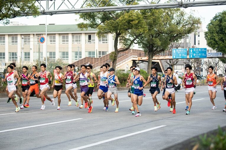 今年の全日本大学駅伝では、8割以上がナイキ社の厚底シューズを着用していた（筆者調べ）　©Nanae Suzuki