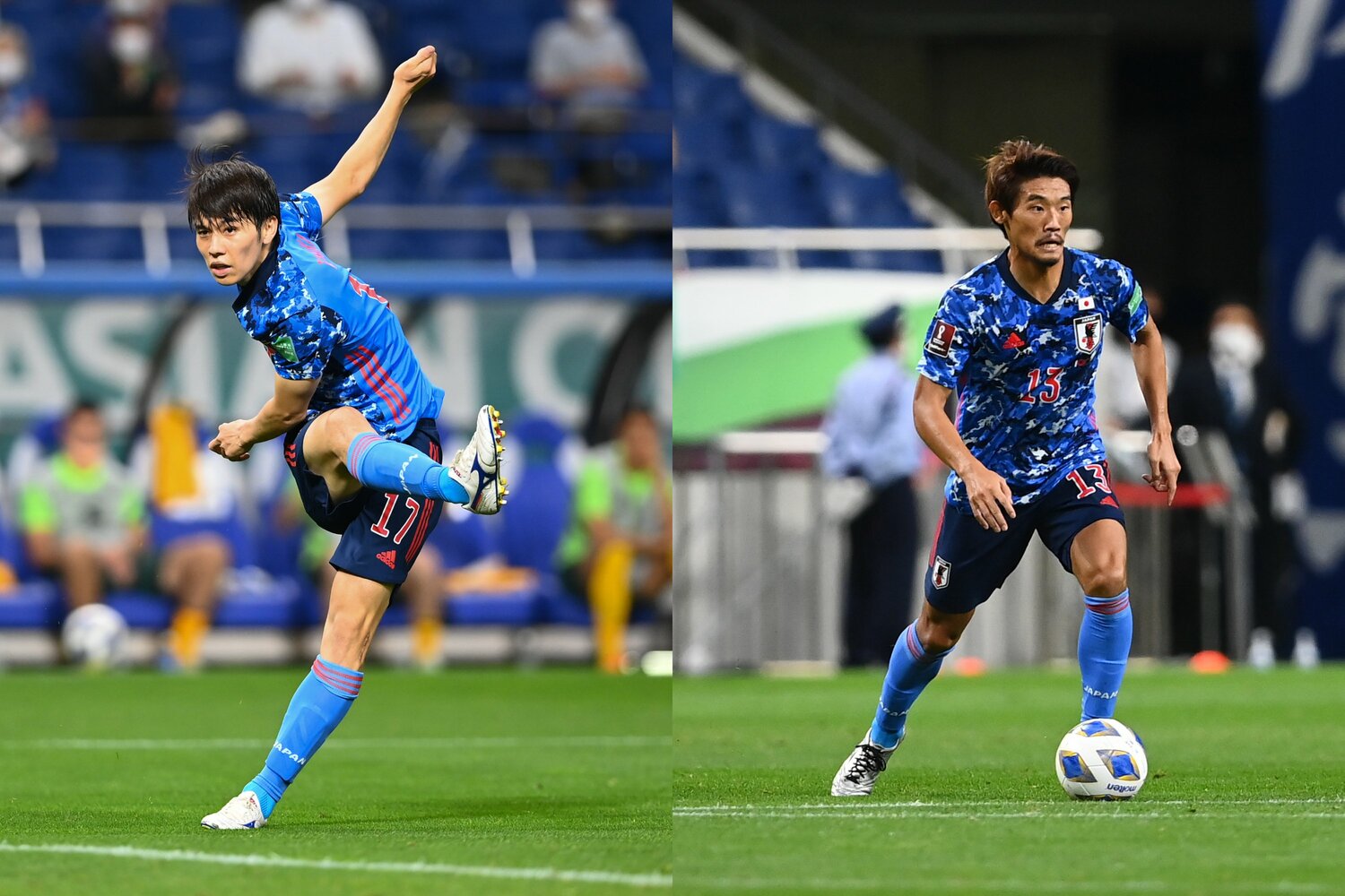 オーストラリア戦で揃って先発した田中碧と守田英正には、今回も主軸としての働きが期待される　©JMPA