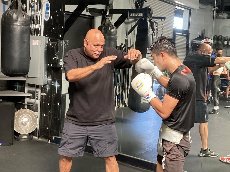 LAでトレーニングを行うルディ（左）と中谷　©Soichi Hayashi Sr.