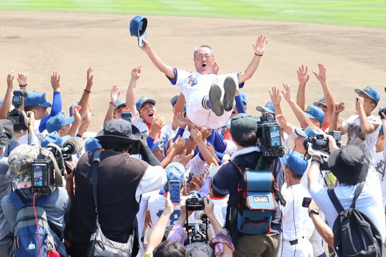 8強入りした春のセンバツに続いて、夏も4年連続20度目の優勝を遂げた福島・聖光学院　©Genki Taguchi