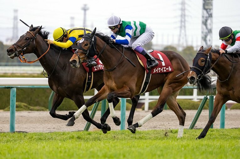 昨年のチューリップ賞勝利時のメイケイエール ／ photograph by Photostud