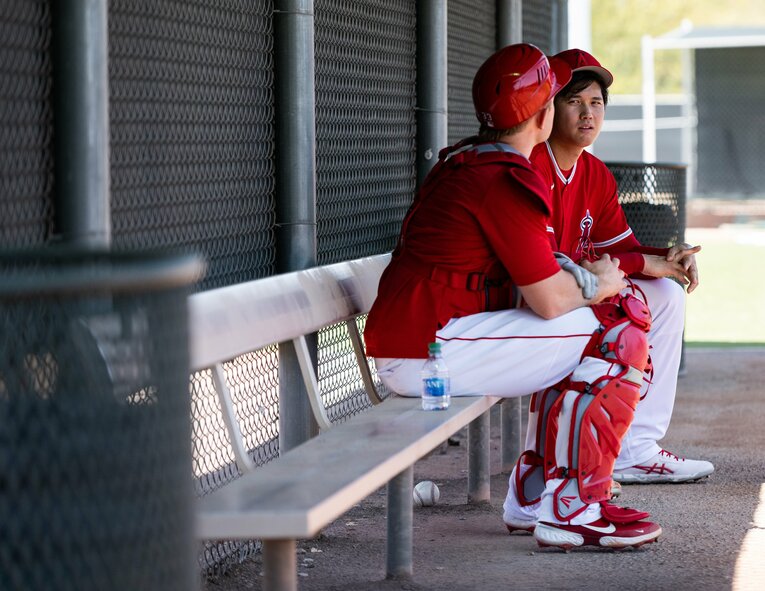 【未公開ショット多数！エンゼルス時代の秘蔵愛されショット】エンゼルス時代、スプリングキャンプでの大谷　©Nanae Suzuki