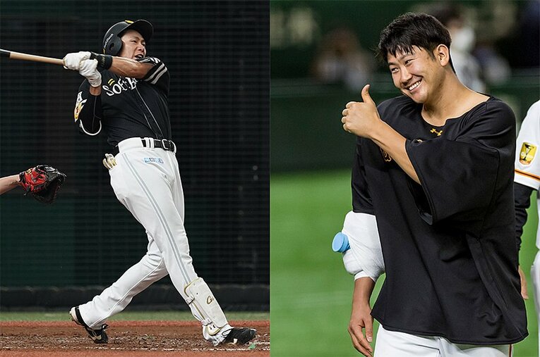 両リーグのMVP最有力候補である柳田悠岐（左）と菅野智之。両者を脅かす選手は数字上でも…… ／ photograph by Hideki Sugiyama/Kiichi Matsumoto