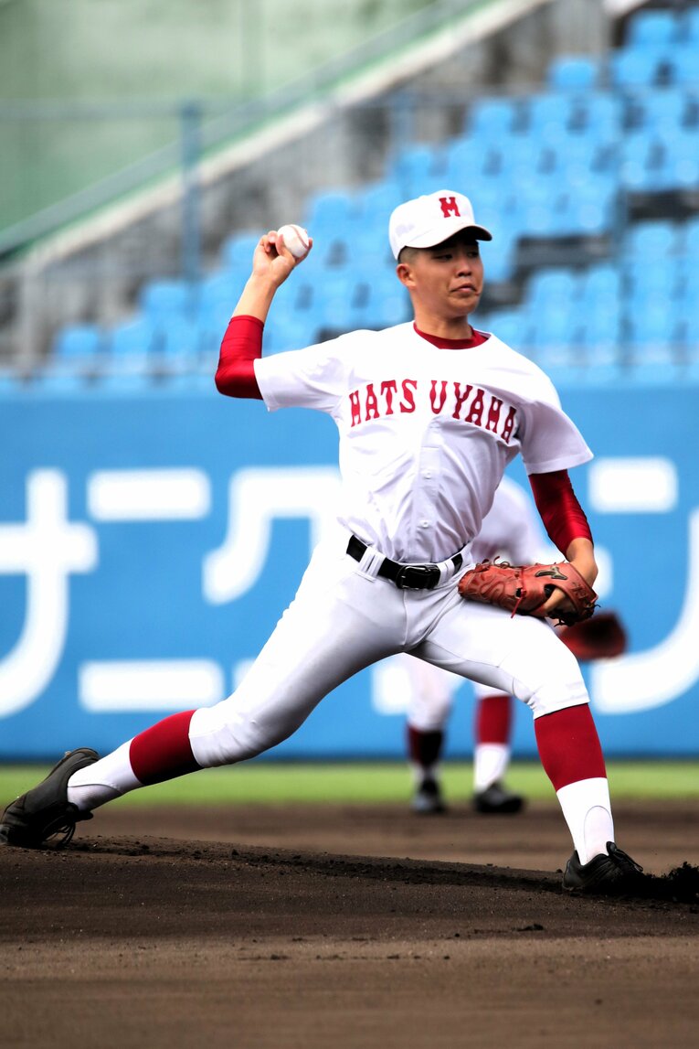 松山商業のエース・林颯太　©️Ichiro Sugino