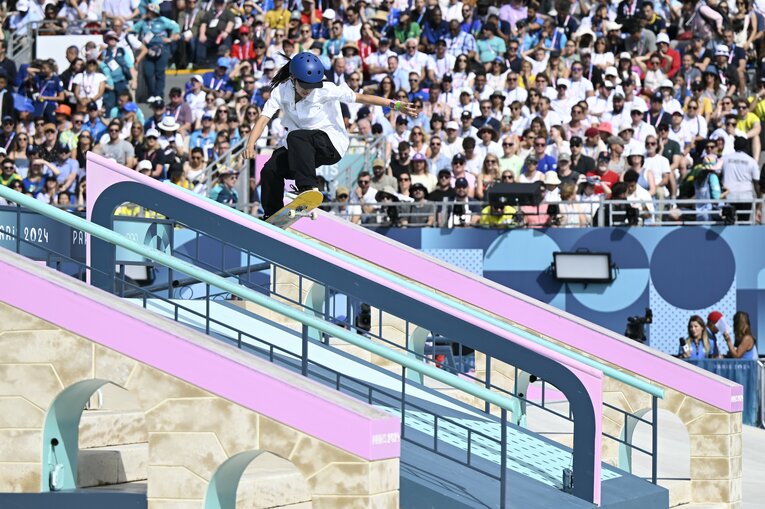 東京五輪銅メダリストの西矢椛はベストトリックを決めきれず7位に終わる　©Asami Enomoto／JMPA