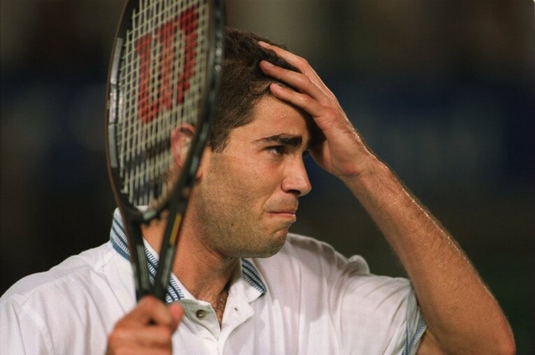 本日8月12日はサンプラスの誕生日。1995年の全豪オープン準々決勝、突然の涙の理由とは？ ／ photograph by Getty Images