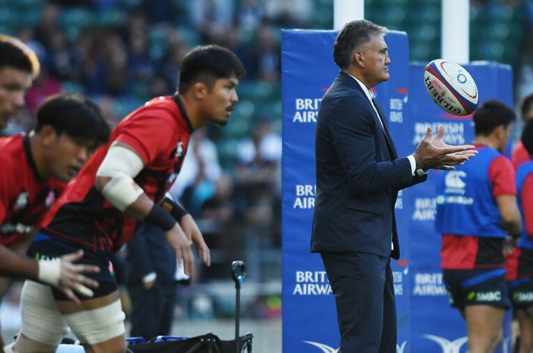 9月に開幕するラグビーW杯（フランス）に向けて日本代表と日本代表候補の46人を発表したジェイミー・ジョセフHC ／ photograph by Itaru Chiba