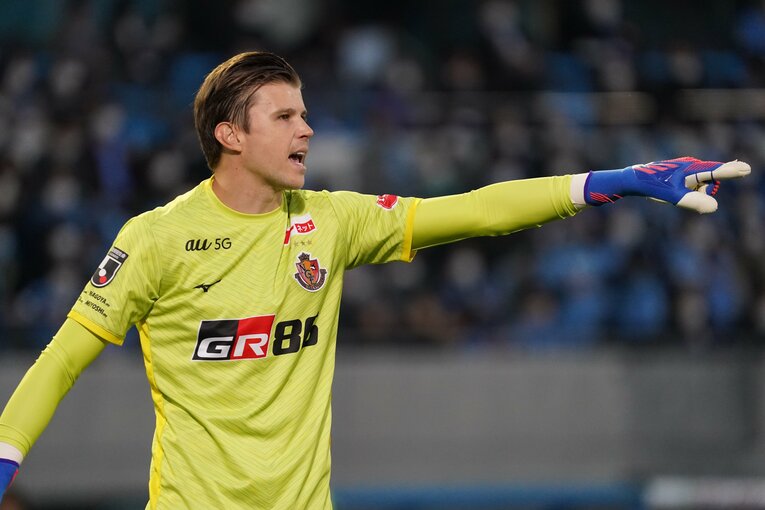 昨季全38試合にフル出場し、21試合でクリーンシートを達成、ベスト11に選ばれたミチェル・ランゲラック（33歳）。2018年シーズンから名古屋で活躍。元オーストラリア代表　©Getty Images