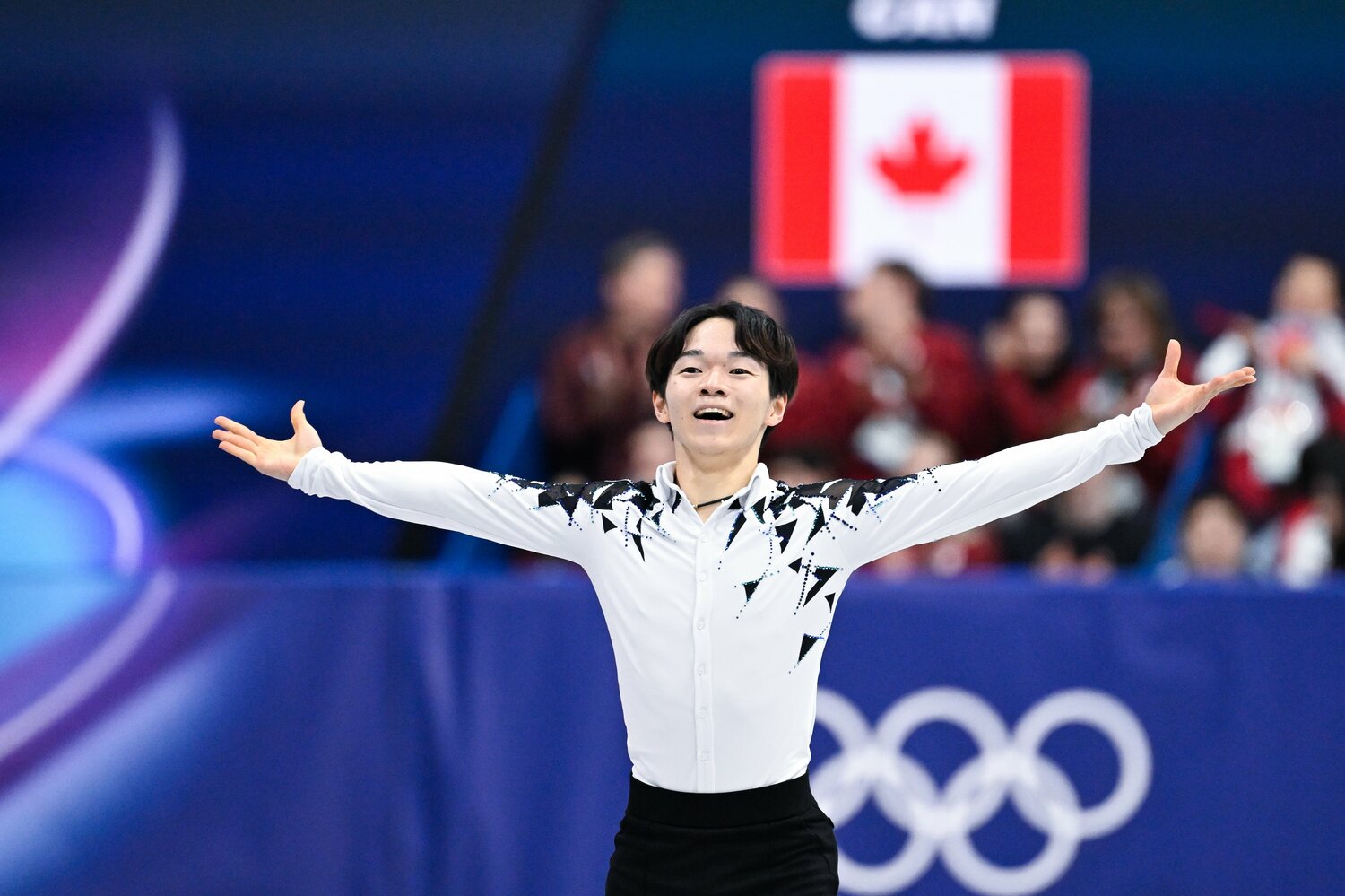 マリニンを上回り男子SPトップを獲得した鍵山優真　©Asami Enomoto／JMPA