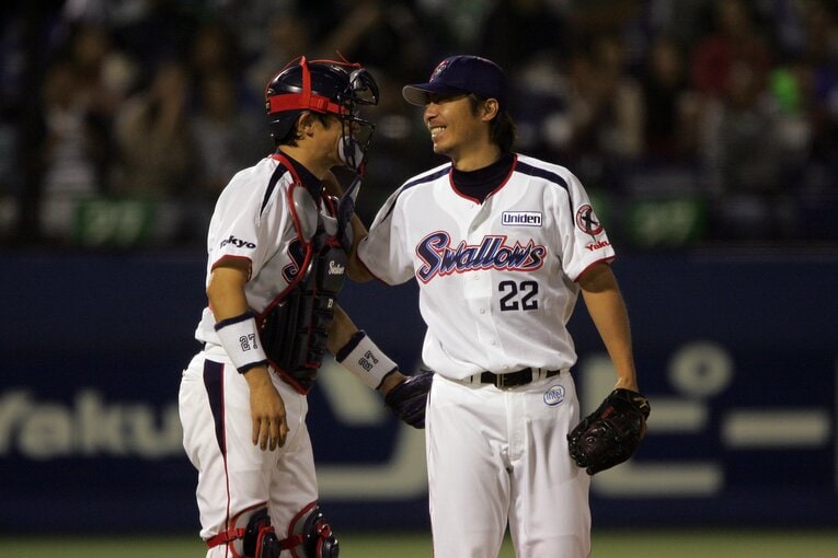 黄金時代の古田＆高津バッテリー　©Hideki Sugiyama　