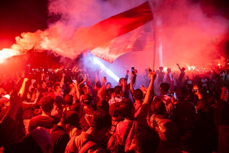 U23アジアカップ2024で準決勝に進出した代表チームを応援するインドネシアサポーター　©Getty Images