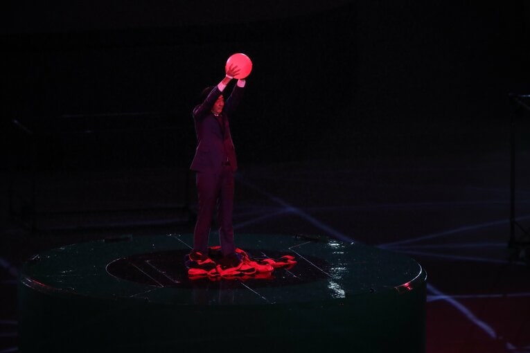 マリオに扮した安倍晋三首相（当時）の土管からの出現も話題に ©JMPA