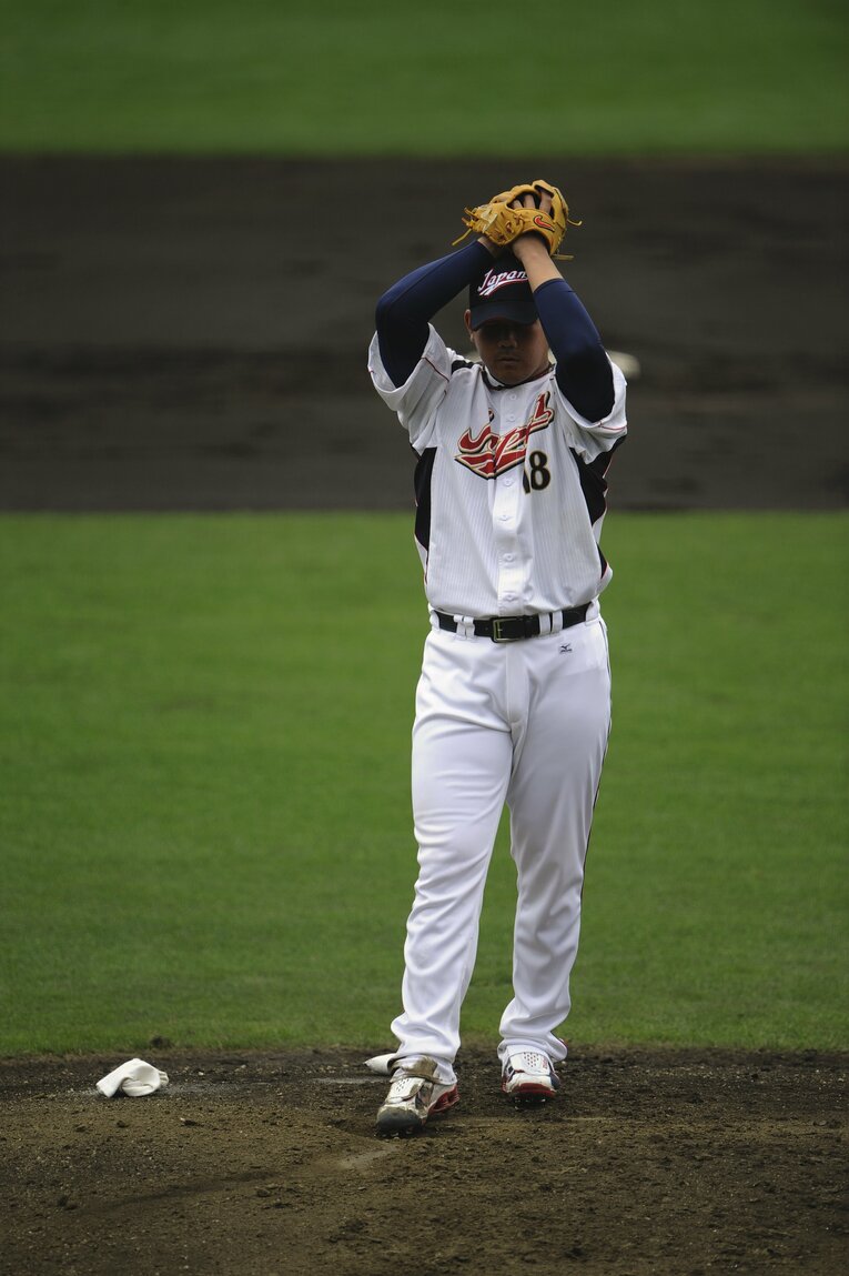 日本代表での松坂大輔。国際舞台でものびやかなワインドアップ投法を披露した　©Takuya Sugiyama
