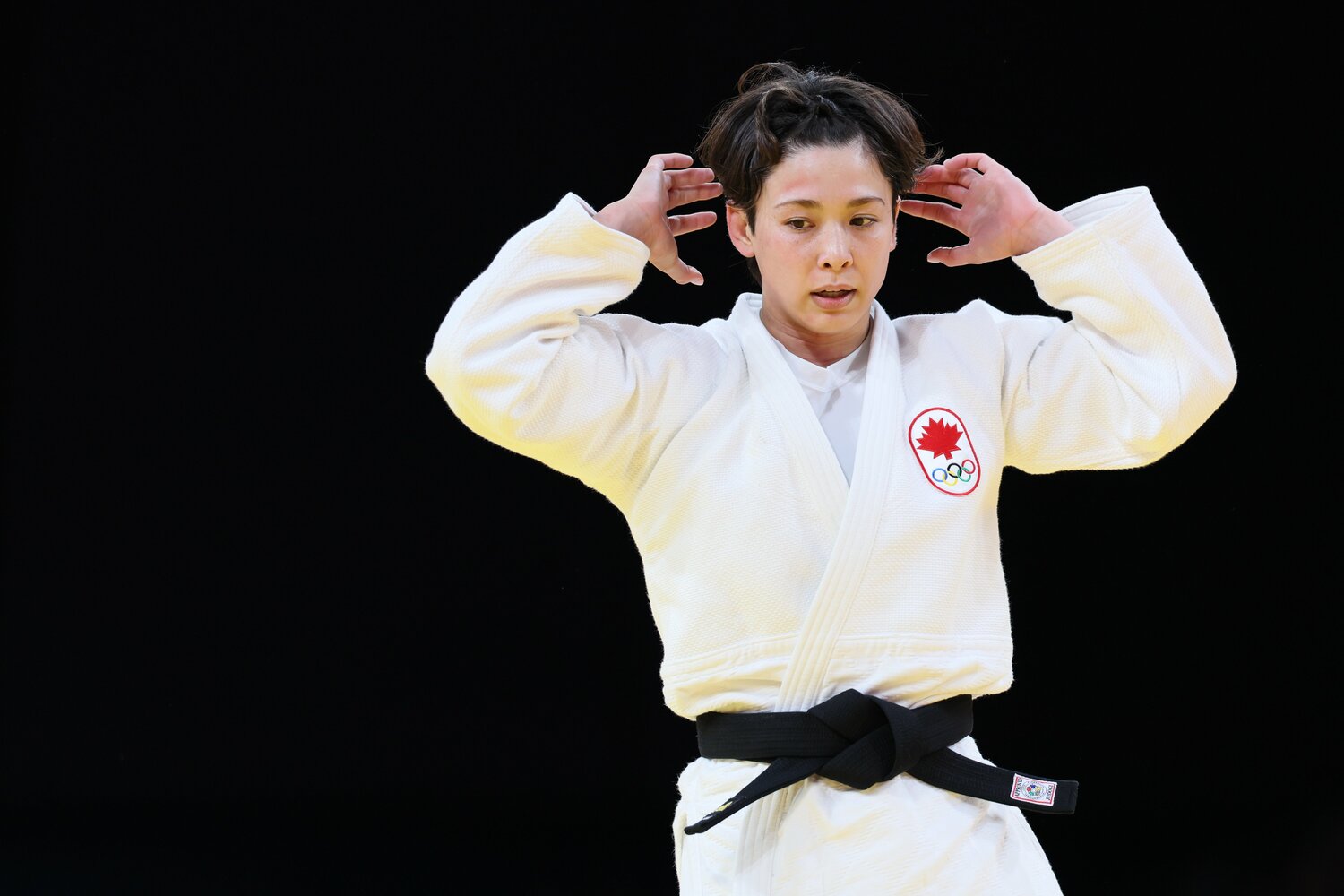 自身の国籍変更や試合内容など、あまりに飛び交う誹謗中傷に苦言を呈した出口クリスタ　©Kaoru Watanabe/JMPA