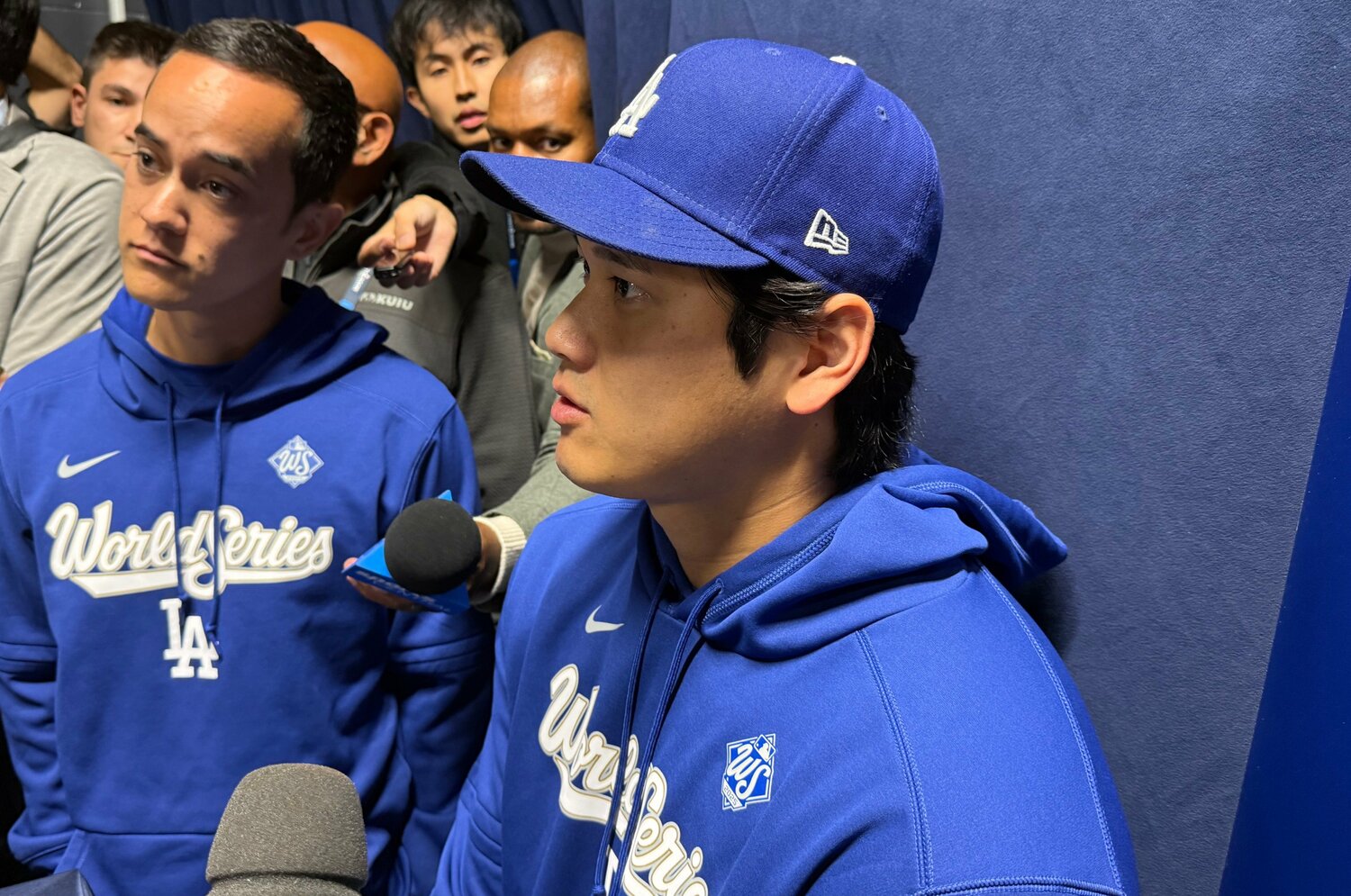 「うーん…」大谷翔平がWS前日、“佐々木麟太郎ドラ1指名”を聞かれて率直な反応「やりとりはしていた」“花巻東の後輩”を温かく見守っていた＜Number Web＞ photograph by Naoyuki Yanagihara
