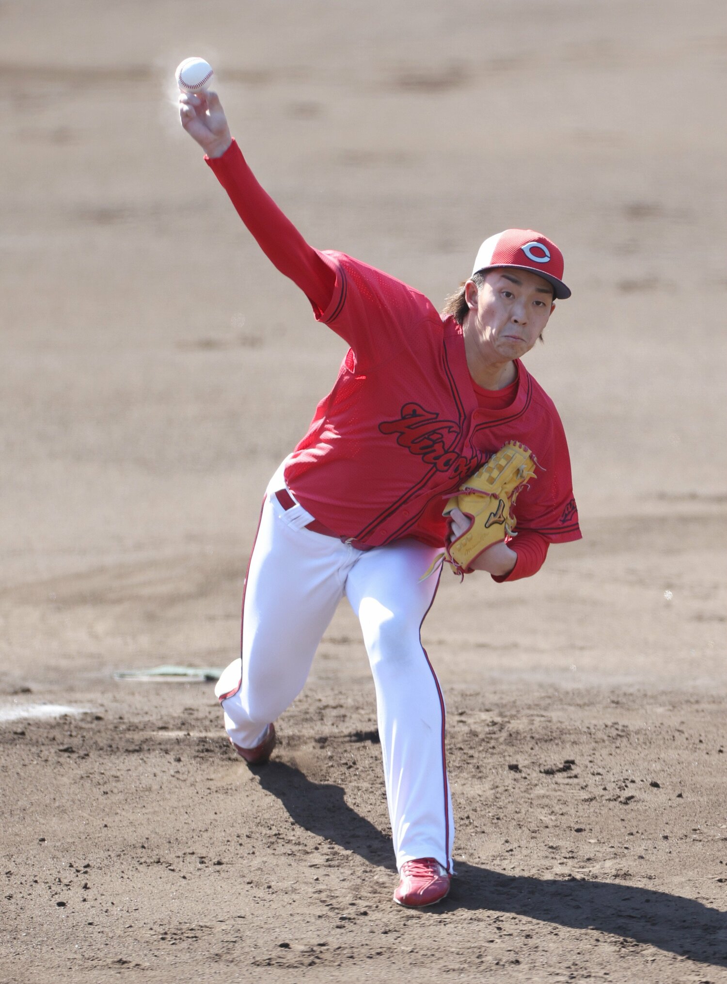 紅白戦で力投する常広。14日には初の日本代表入りが発表された　©JIJI PRESS